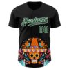Custom Black Green-White 3D Mexican Festival Flower Skull With Sombrero Cinco de Mayo Authentic Baseball Jersey