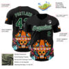 Custom Black Green-White 3D Mexican Festival Flower Skull With Sombrero Cinco de Mayo Authentic Baseball Jersey