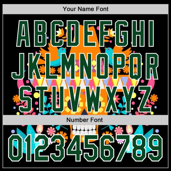 Custom Black Green-White 3D Mexican Festival Flower Skull With Sombrero Cinco de Mayo Authentic Baseball Jersey