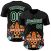 Custom Black Green-White 3D Mexican Festival Flower Skull With Sombrero Cinco de Mayo Authentic Baseball Jersey