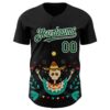 Custom Black Green-White 3D Mexican Festival Flower Skull With Sombrero Cinco de Mayo Authentic Baseball Jersey