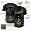 Custom Black Green-White 3D Mexican Festival Flower Skull With Sombrero Cinco de Mayo Authentic Baseball Jersey