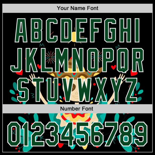 Custom Black Green-White 3D Mexican Festival Flower Skull With Sombrero Cinco de Mayo Authentic Baseball Jersey