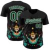 Custom Black Green-White 3D Mexican Festival Flower Skull With Sombrero Cinco de Mayo Authentic Baseball Jersey