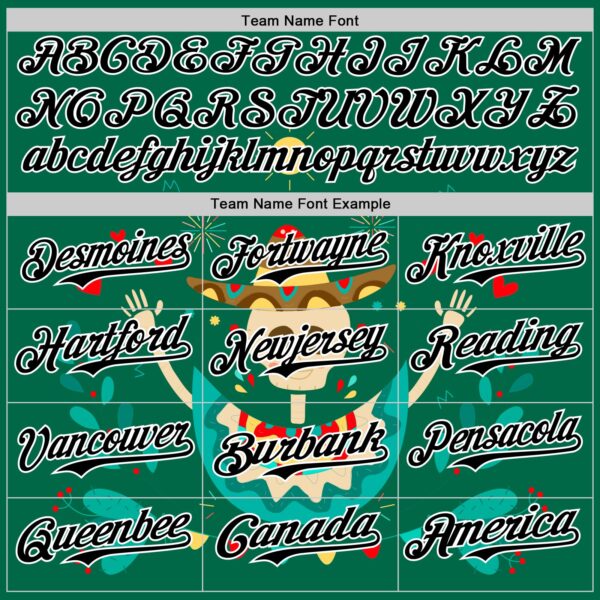 Custom Kelly Green Black-White 3D Mexican Festival Flower Skull With Sombrero Cinco de Mayo Authentic Baseball Jersey