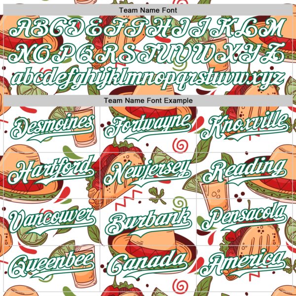 Custom White Kelly Green 3D Mexican Festival Tacos And Sombrero Cinco de Mayo Authentic Baseball Jersey