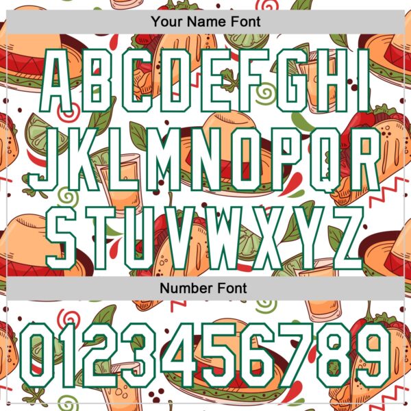 Custom White Kelly Green 3D Mexican Festival Tacos And Sombrero Cinco de Mayo Authentic Baseball Jersey