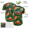 Custom Kelly Green Black-White 3D Mexican Festival Tacos And Sombrero Cinco de Mayo Authentic Baseball Jersey