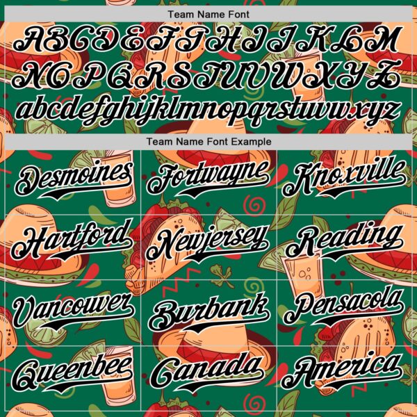 Custom Kelly Green Black-White 3D Mexican Festival Tacos And Sombrero Cinco de Mayo Authentic Baseball Jersey