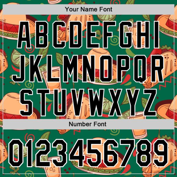 Custom Kelly Green Black-White 3D Mexican Festival Tacos And Sombrero Cinco de Mayo Authentic Baseball Jersey