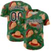 Custom Kelly Green Black-White 3D Mexican Festival Tacos And Sombrero Cinco de Mayo Authentic Baseball Jersey