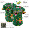 Custom Kelly Green Black-White 3D Mexican Festival Flower Skull With Sombrero Cinco de Mayo Authentic Baseball Jersey