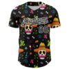 Custom Black White 3D Mexican Festival Flower Skull With Sombrero Cinco de Mayo Authentic Baseball Jersey