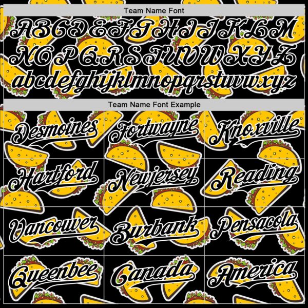 Custom Black White 3D Mexican Festival Taco Cinco de Mayo Authentic Baseball Jersey