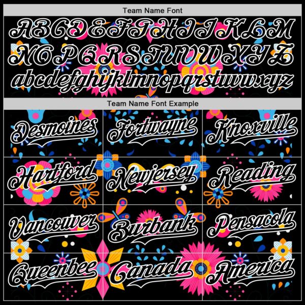 Custom Black White 3D Mexican Festival Flower Cinco de Mayo Authentic Baseball Jersey