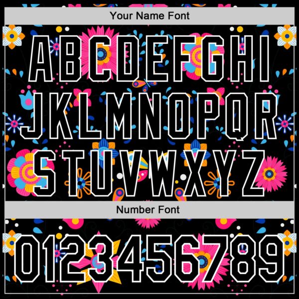 Custom Black White 3D Mexican Festival Flower Cinco de Mayo Authentic Baseball Jersey