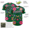 Custom Kelly Green Black-White 3D Mexican Festival Flower Cinco de Mayo Authentic Baseball Jersey