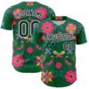 Custom Kelly Green Black-White 3D Mexican Festival Flower Cinco de Mayo Authentic Baseball Jersey
