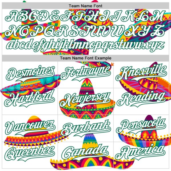 Custom White Kelly Green 3D Mexican Festival Sombrero Cinco de Mayo Authentic Baseball Jersey