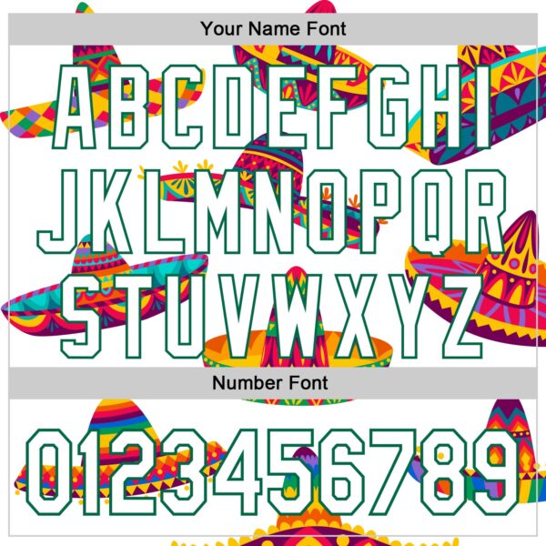 Custom White Kelly Green 3D Mexican Festival Sombrero Cinco de Mayo Authentic Baseball Jersey