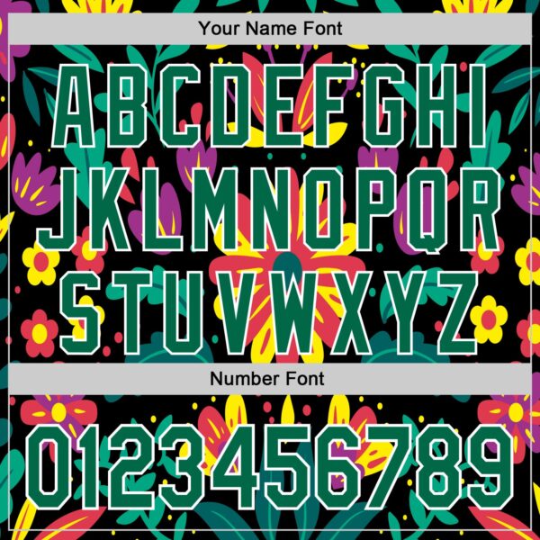 Custom Black Kelly Green-White 3D Mexican Festival Flower Cinco de Mayo Authentic Baseball Jersey