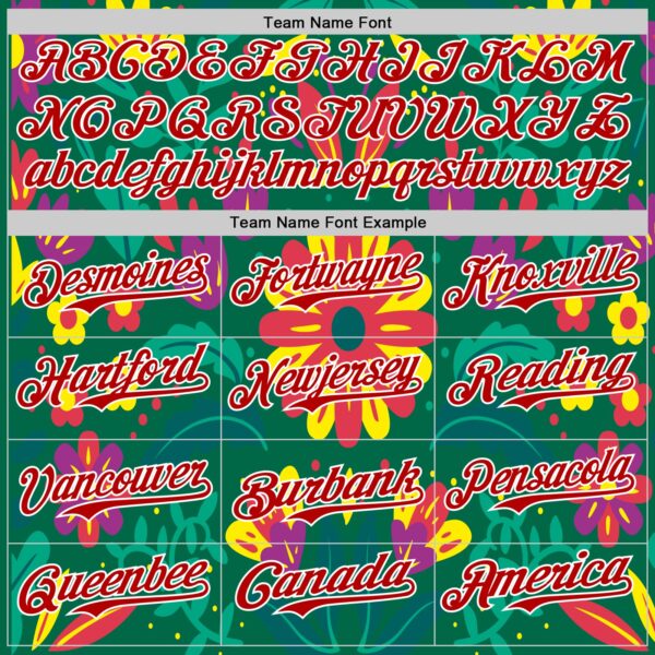 Custom Kelly Green Red-White 3D Mexican Festival Flower Cinco de Mayo Authentic Baseball Jersey