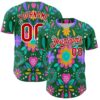 Custom Kelly Green Red-White 3D Mexican Festival Flower Cinco de Mayo Authentic Baseball Jersey