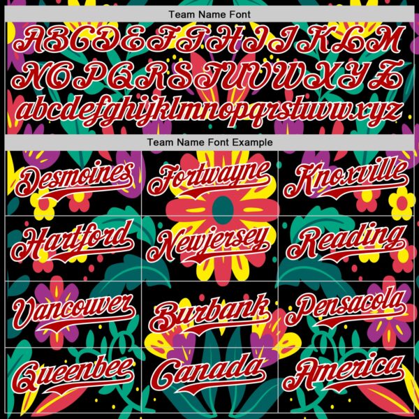 Custom Black Red-White 3D Mexican Festival Flower Cinco de Mayo Authentic Baseball Jersey