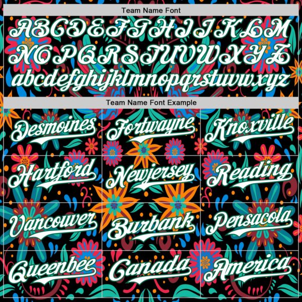 Custom Black White-Kelly Green 3D Mexican Festival Flower Cinco de Mayo Authentic Baseball Jersey