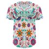 Custom White Kelly Green 3D Mexican Festival Flower Cinco de Mayo Authentic Baseball Jersey