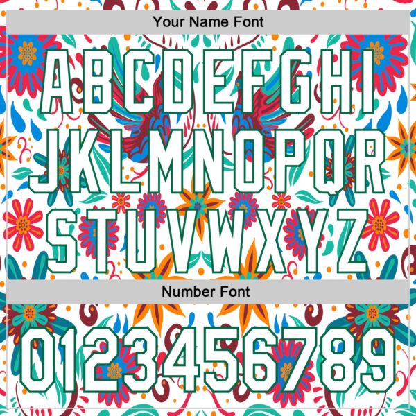 Custom White Kelly Green 3D Mexican Festival Flower Cinco de Mayo Authentic Baseball Jersey