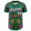 Custom Kelly Green White-Black 3D Mexican Festival Flower Cinco de Mayo Authentic Baseball Jersey