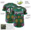 Custom Kelly Green White-Black 3D Mexican Festival Flower Cinco de Mayo Authentic Baseball Jersey