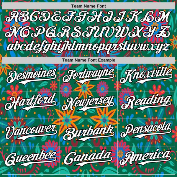 Custom Kelly Green White-Black 3D Mexican Festival Flower Cinco de Mayo Authentic Baseball Jersey