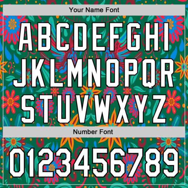 Custom Kelly Green White-Black 3D Mexican Festival Flower Cinco de Mayo Authentic Baseball Jersey