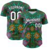 Custom Kelly Green White-Black 3D Mexican Festival Flower Cinco de Mayo Authentic Baseball Jersey