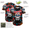 Custom Kelly Green Fire Red-White 3D Mexican Festival Flower And Skull Cinco de Mayo Authentic Baseball Jersey