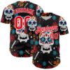 Custom Kelly Green Fire Red-White 3D Mexican Festival Flower And Skull Cinco de Mayo Authentic Baseball Jersey