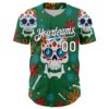 Custom Kelly Green White-Black 3D Mexican Festival Flower And Skull Cinco de Mayo Authentic Baseball Jersey