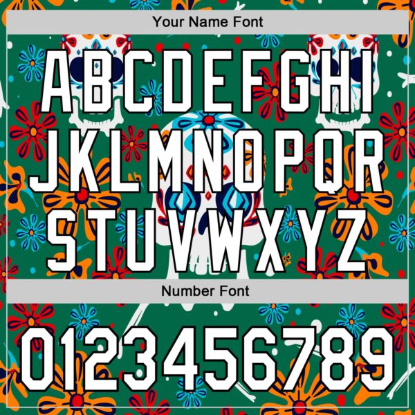 Custom Kelly Green White-Black 3D Mexican Festival Flower And Skull Cinco de Mayo Authentic Baseball Jersey