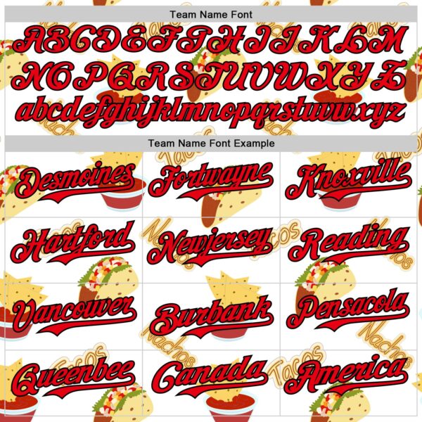 Custom White Fire Red-Black 3D Mexican Festival Taco Cinco de Mayo Authentic Baseball Jersey