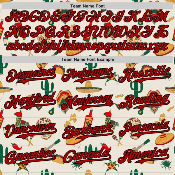 Custom Cream Red-Black 3D Mexican Festival Cactus Skull Sombrero Cinco de Mayo Authentic Baseball Jersey
