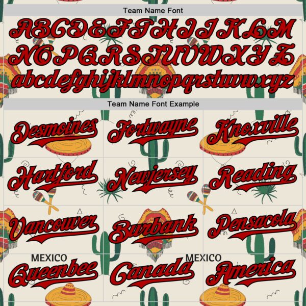 Custom Cream Red-Black 3D Mexican Festival Cactus And Sombrero Cinco de Mayo Authentic Baseball Jersey