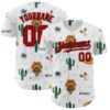 Custom White Red-Black 3D Mexican Festival Cactus And Sombrero Cinco de Mayo Authentic Baseball Jersey