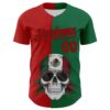 Custom Green Red-Black 3D Mexican Flag Skull Authentic Baseball Jersey