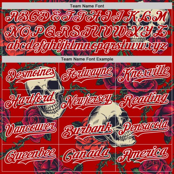 Custom Red White 3D Mexican Festival Skull And Flower Cinco de Mayo Authentic Baseball Jersey