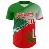 Custom Green Red-White 3D Mexico Authentic Baseball Jersey