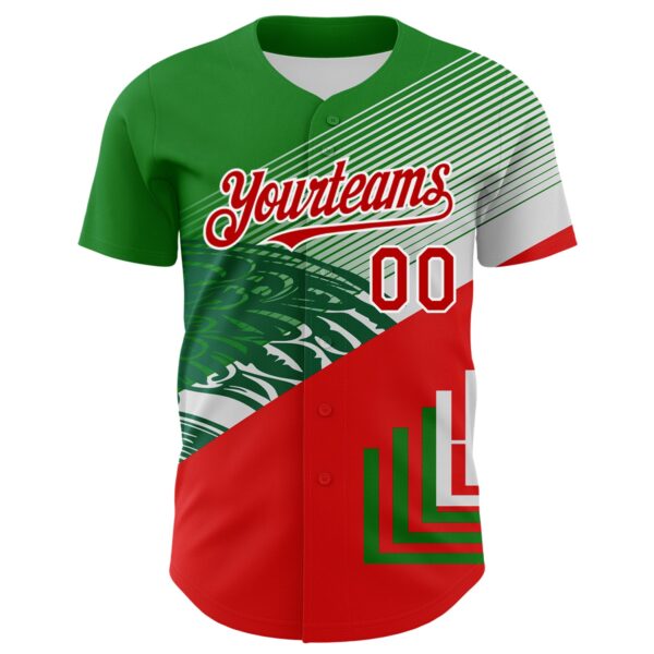 Custom Green Red-White 3D Mexico Authentic Baseball Jersey