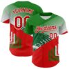 Custom Green Red-White 3D Mexico Authentic Baseball Jersey