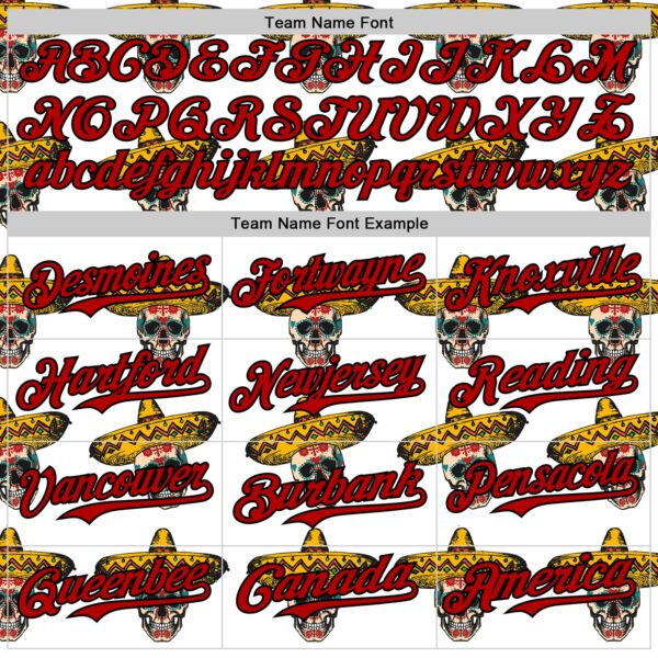 Custom White Red-Black 3D Mexican Festival Skull With Sombrero Cinco de Mayo Authentic Baseball Jersey